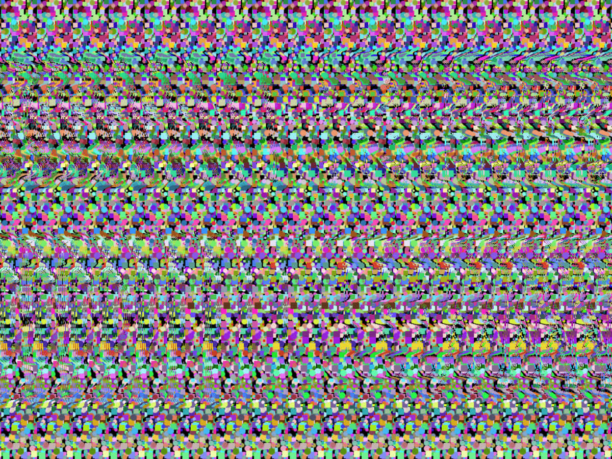 Ochi magic abstract cu efect de glitch 3D stereogramă ecran tv colorat cu model curcubeu Fundal