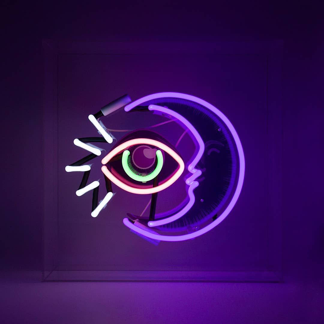 Ochi unic neon și lună Fundal