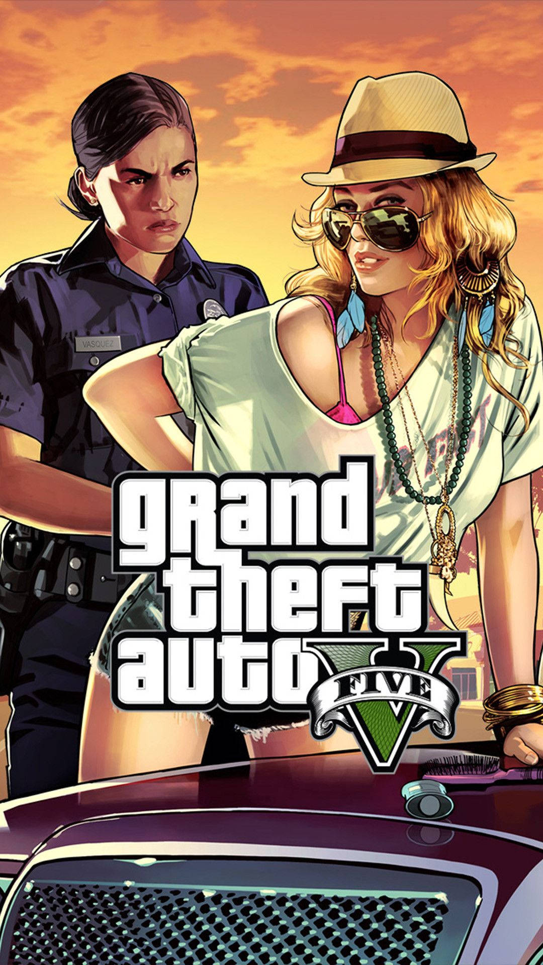 Ofițer de poliție cu telefon din GTA 5 Fundal