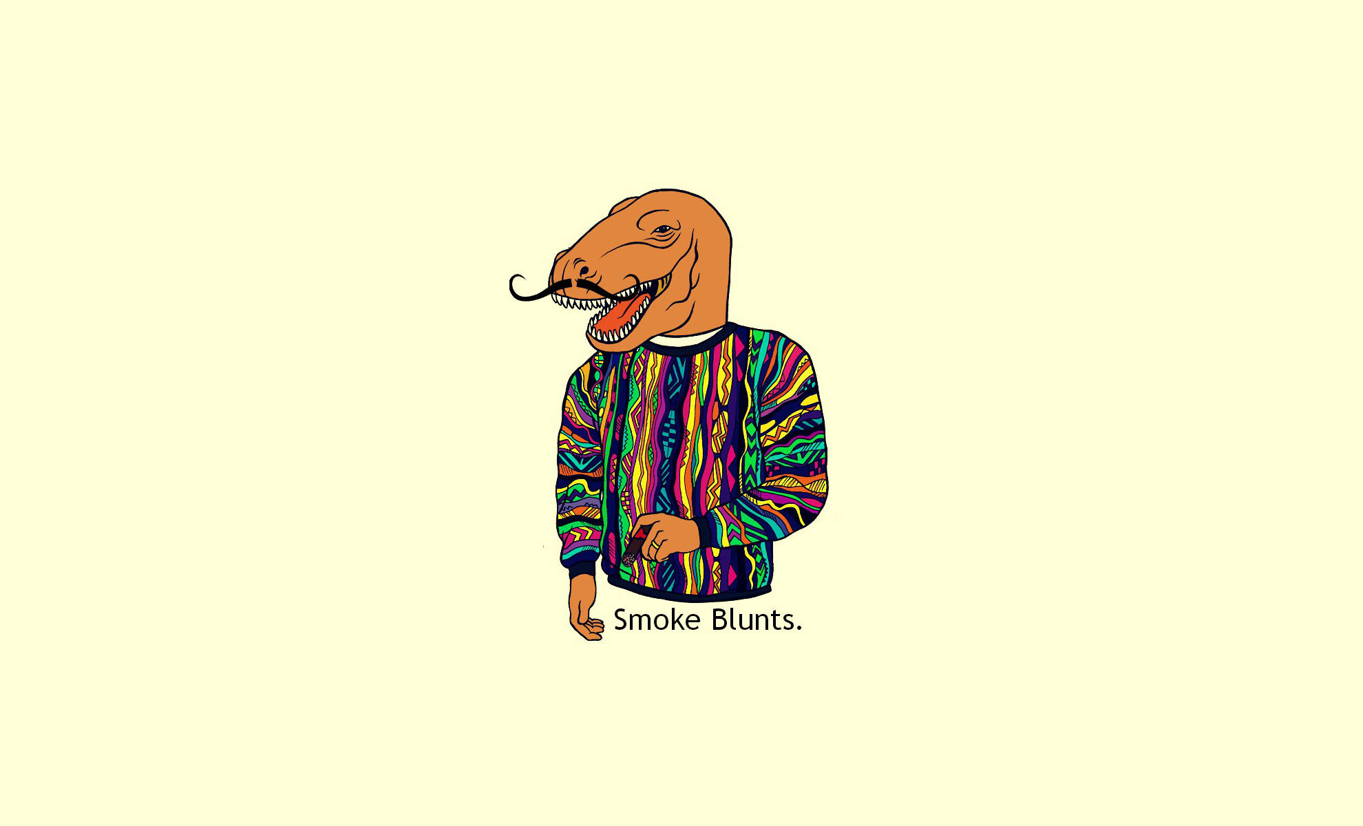 Om cu cap de dinozaur fumând blint Fundal