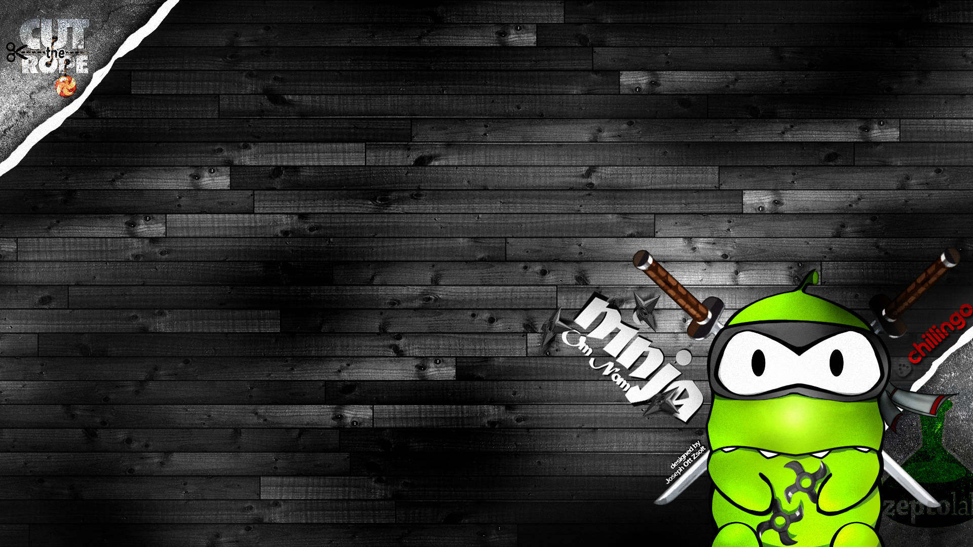 Om Nom Broscuțo Ninja Kawaii Fundal