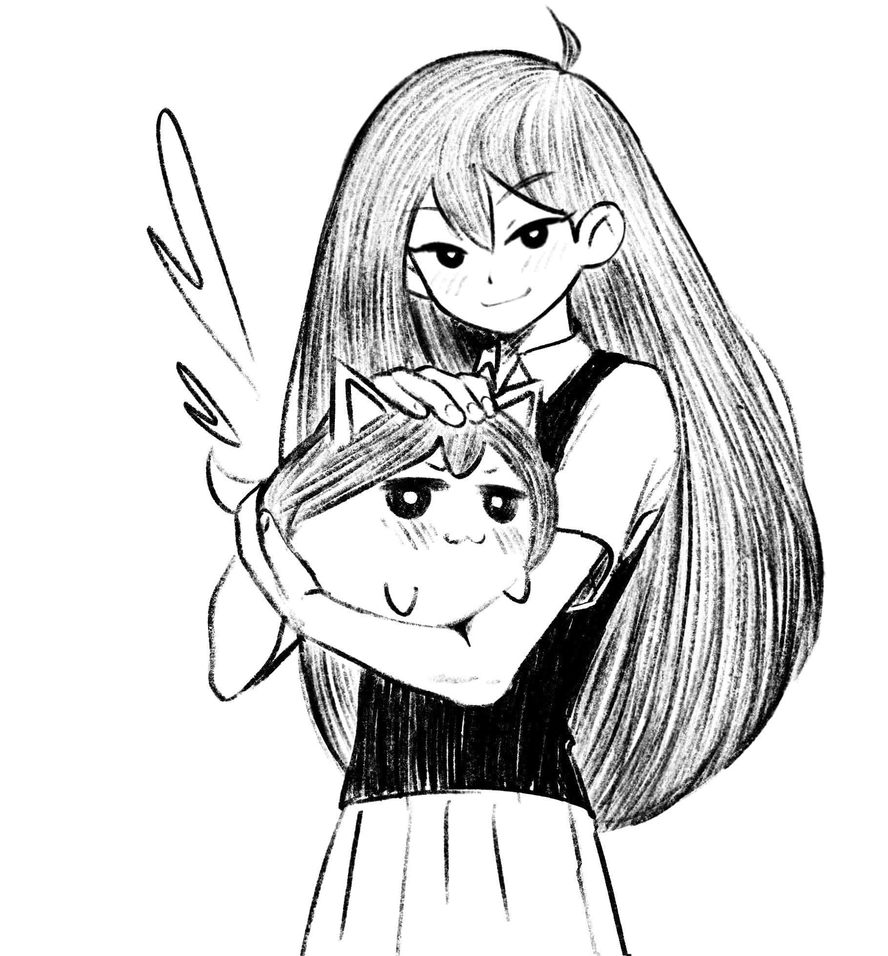 Omori Pfp Aubrey Cu Pisica Fundal