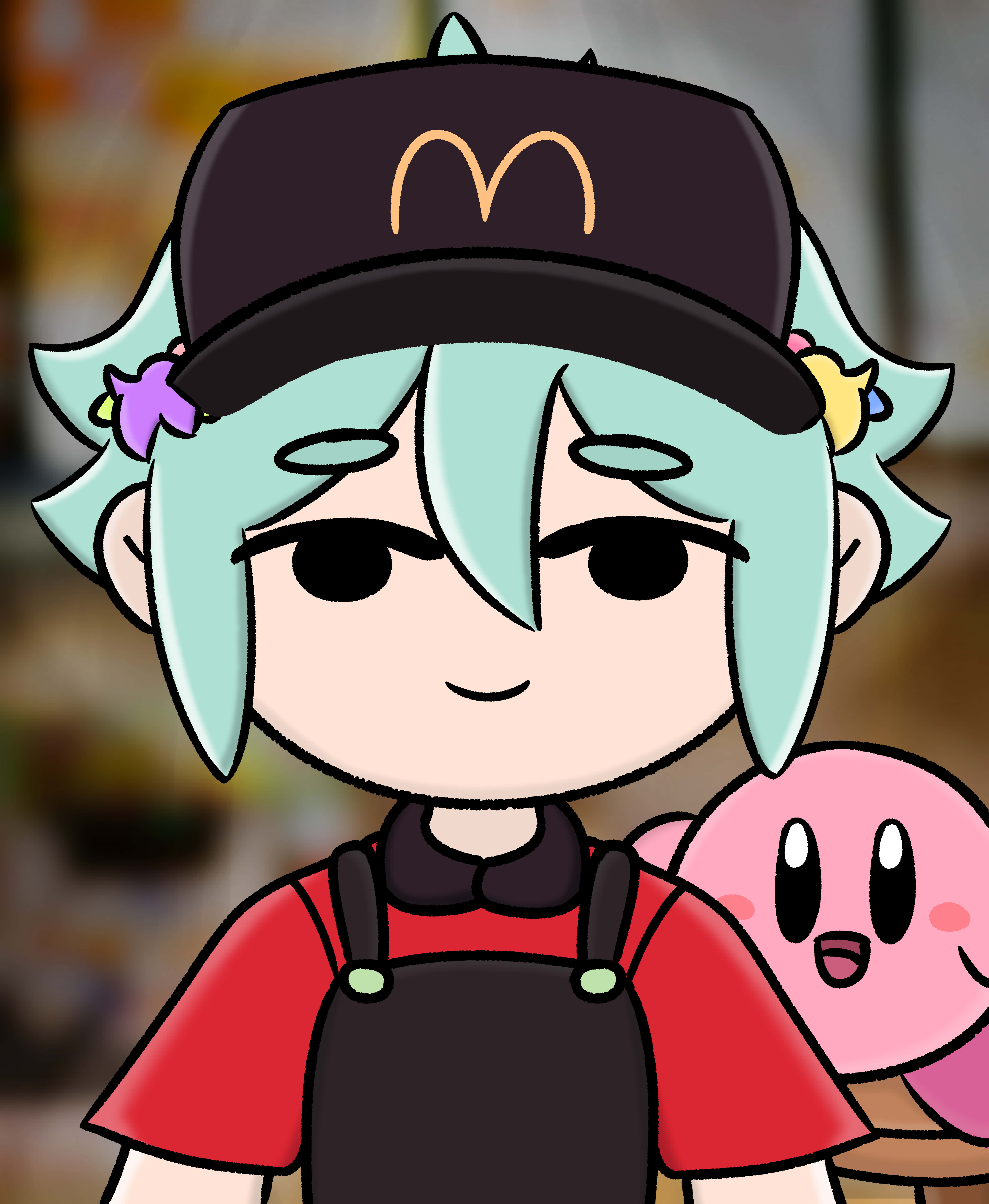 Omori Pfp Basil cu Kirby Fundal