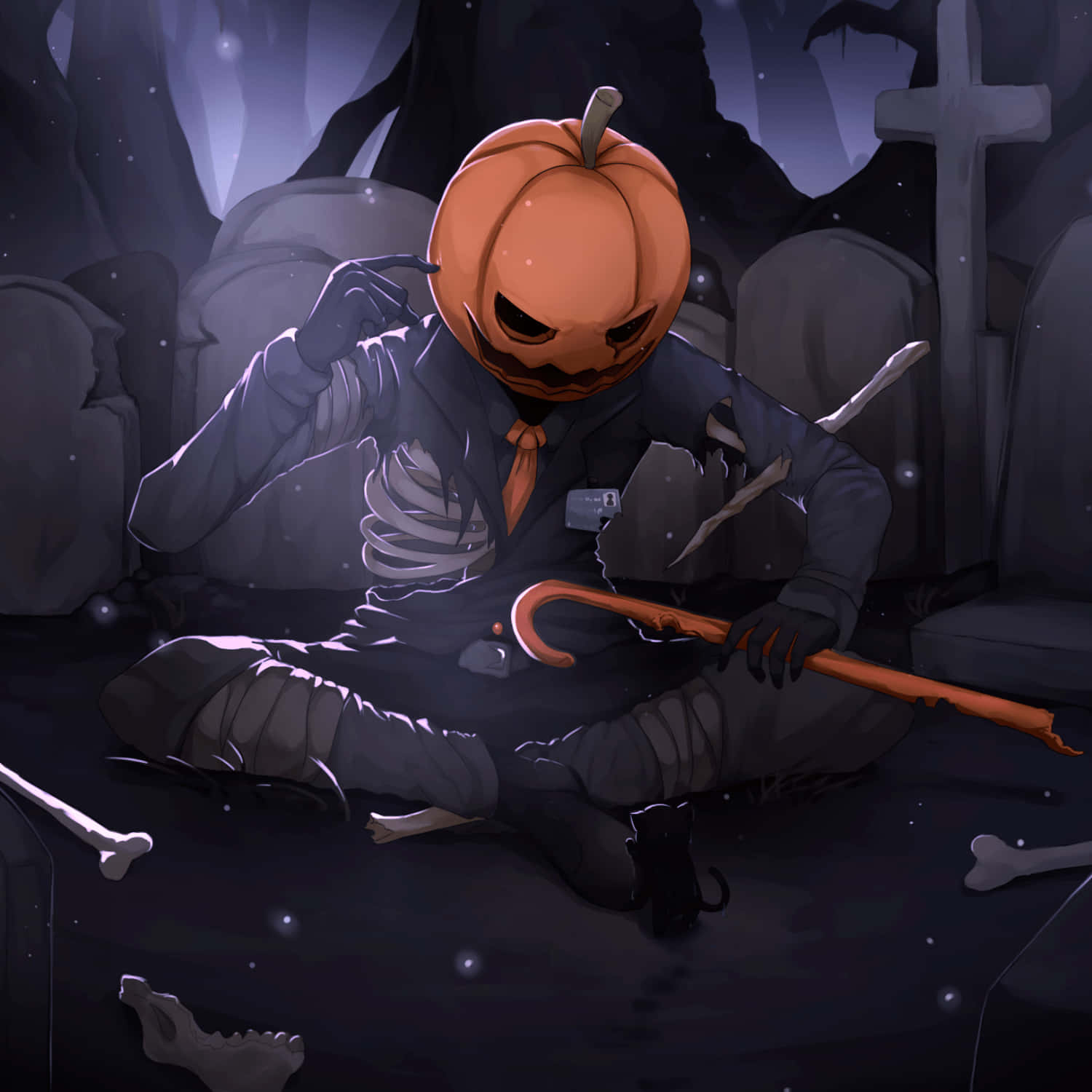 Omul dovleac de Halloween Anime PFP Estetic Fundal