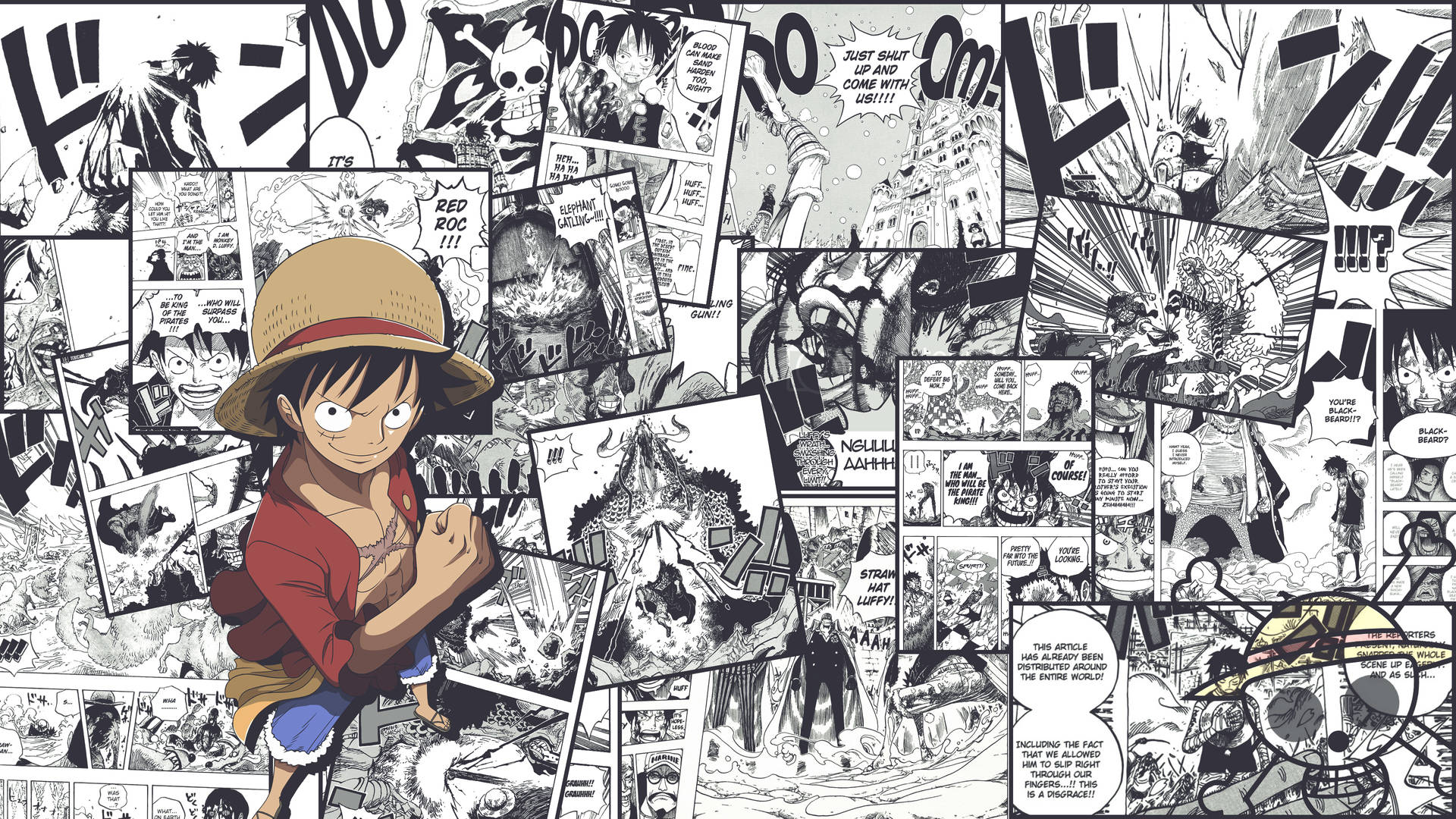 Fundal cu pagini de benzi manga One Piece 4k — One piece 4K GIF Fundal