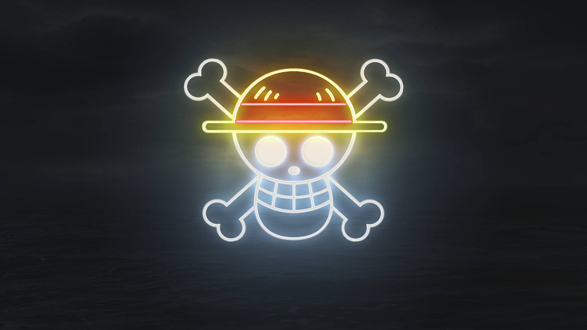 One Piece 4K Logo cu Lumină Neon Fundal