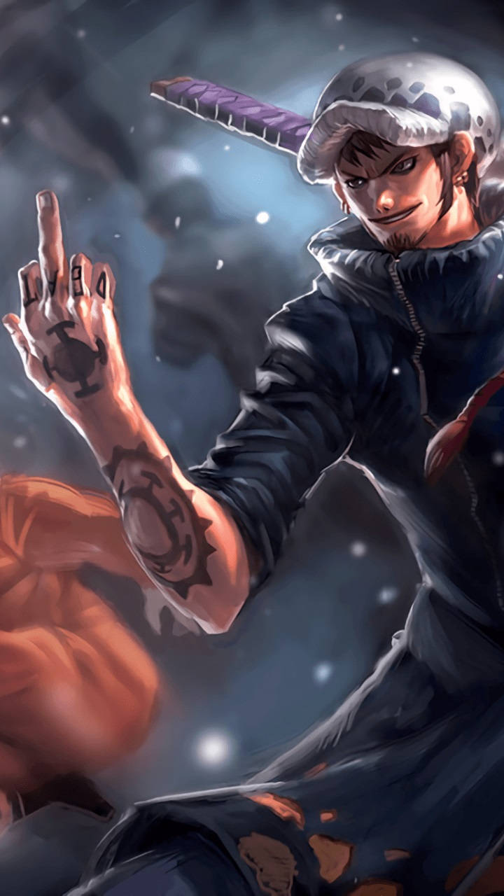 One Piece Fundal Telefon Law cu Degetul Mijlociu Fundal
