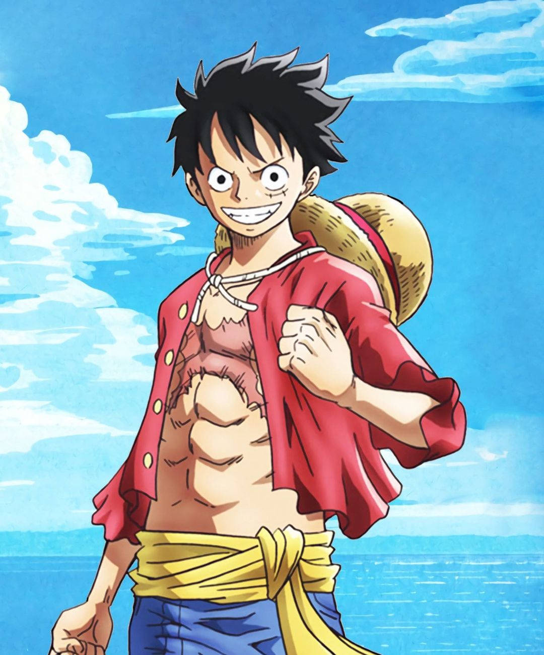 One Piece Luffy PFP Poza de Succes cu Efect de Vânt Fundal