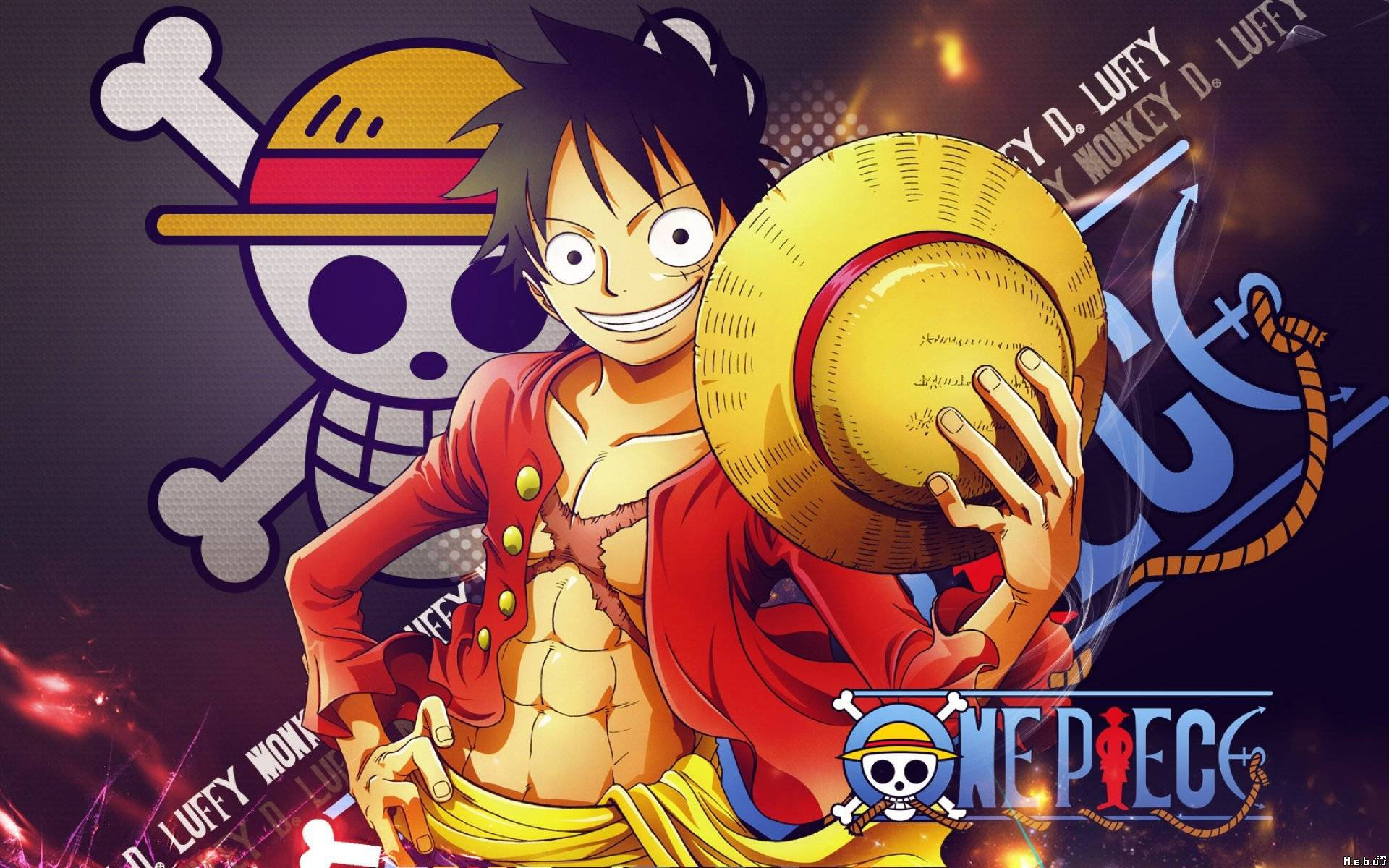 One Piece Luffy cu Chopper Craniu Fundal