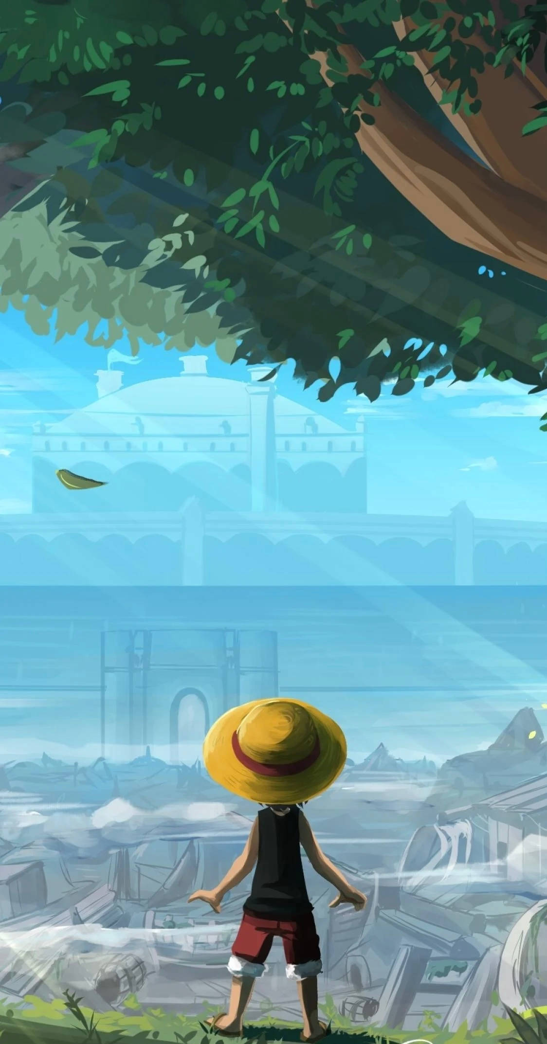 One Piece Luffy Pictură Digitală iPhone Fundal