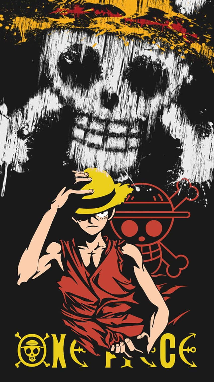 One Piece Luffy și Skull Logo Pirat Imagine Fundal