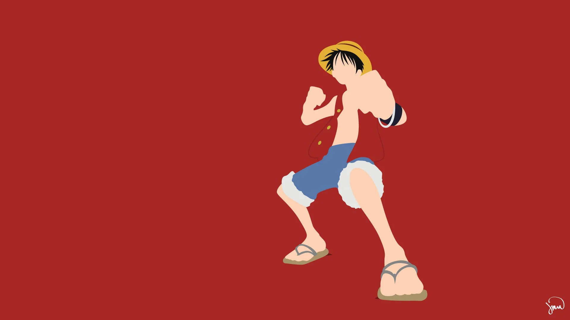 One Piece Roșu Minimalist iPhone Fundal