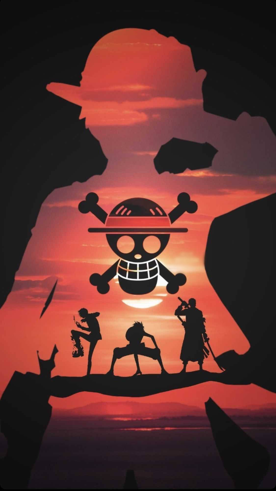 One Piece Siluetă iPhone Fundal