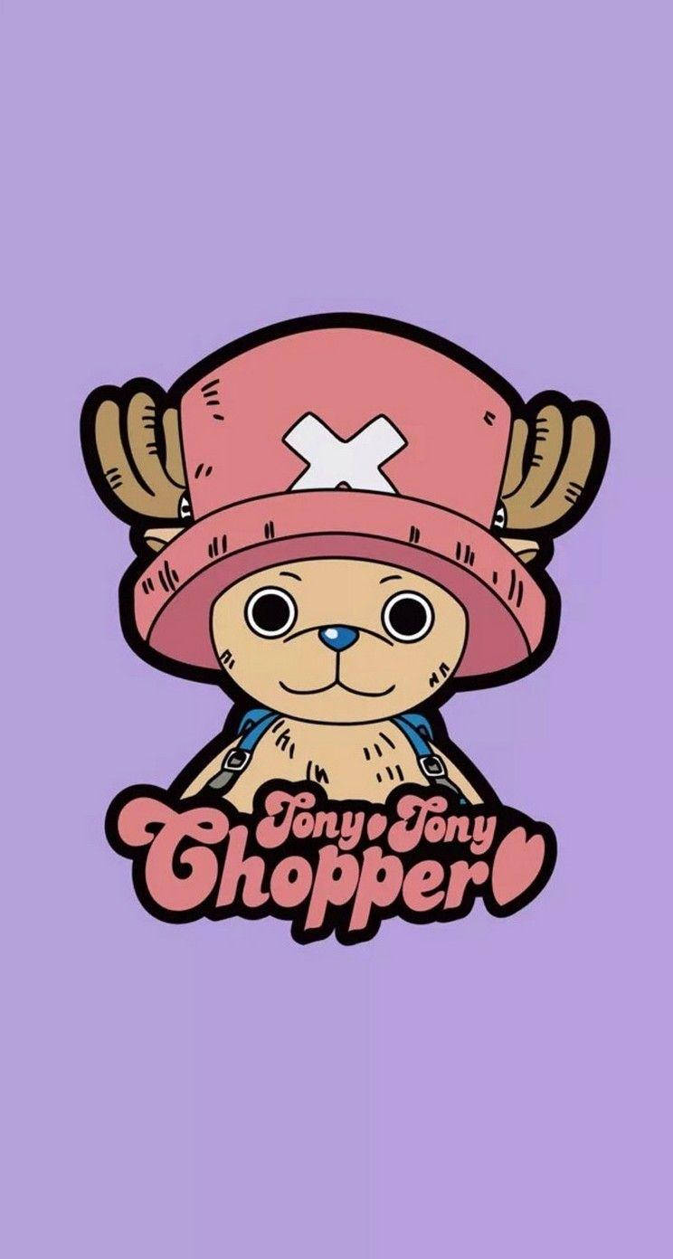 One Piece Telefon Chopper Pe Fundal Violet Fundal