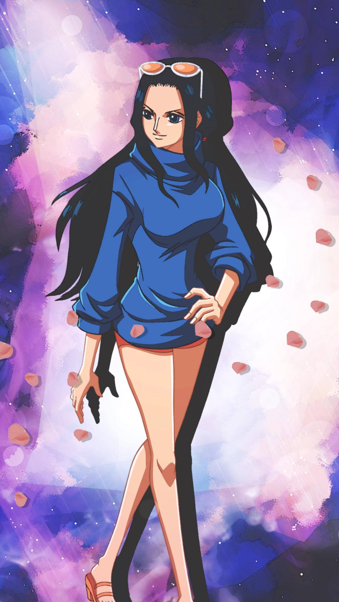 One Piece Telefon Boa în Pulover Albastru Fundal