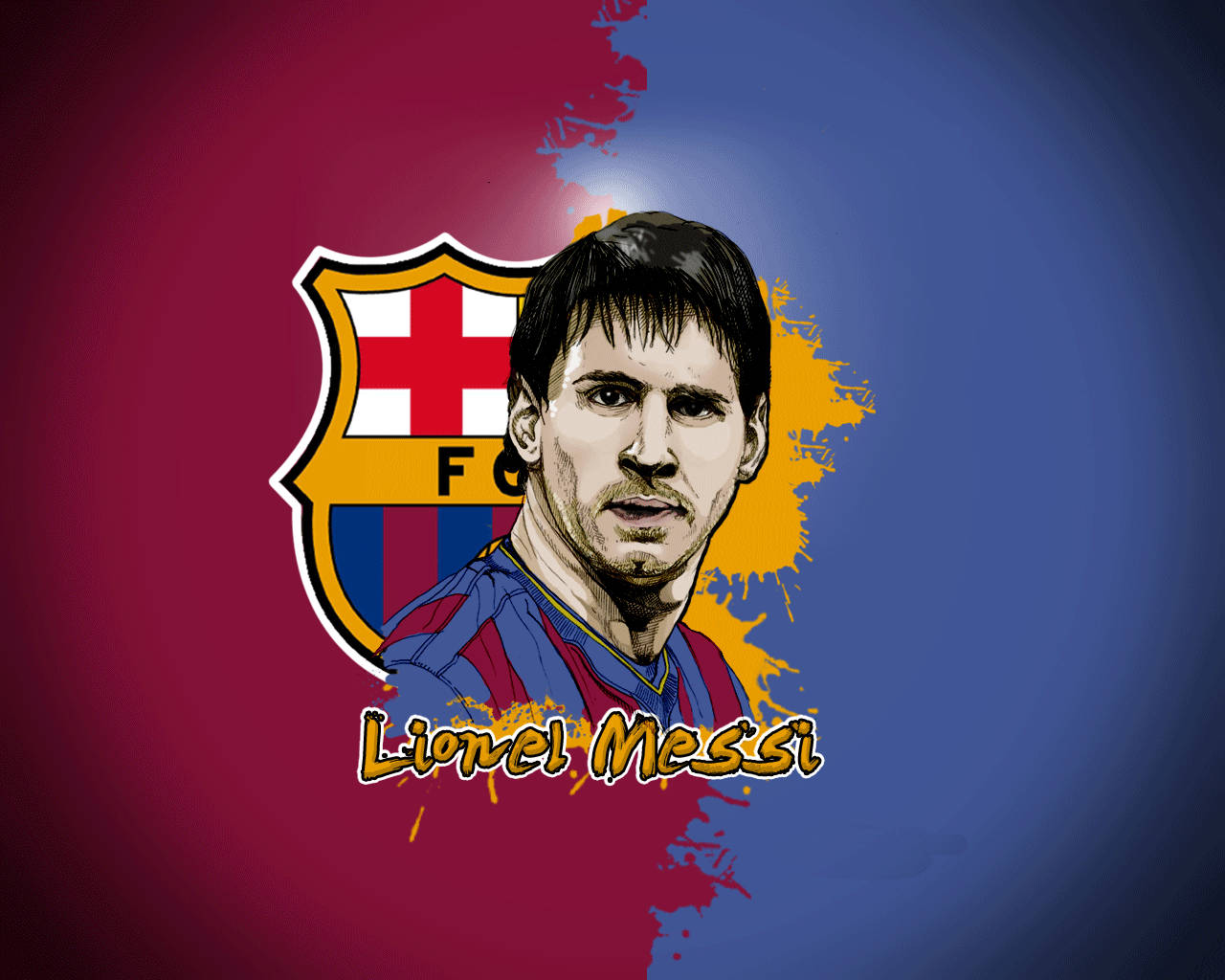 Operă de artă modernă îl înfățișează pe Lionel Messi de la FC Barcelona Fundal