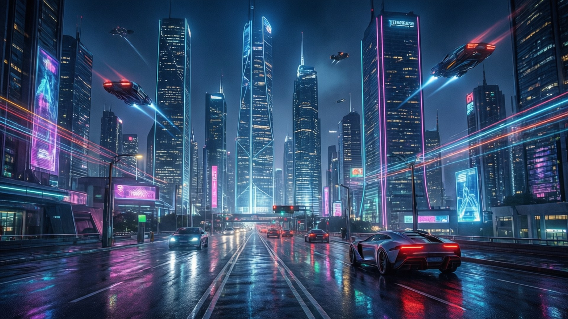 Oraș Cyberpunk Neon Fundal