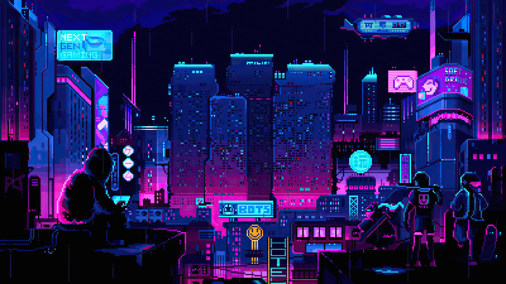 Oraș Cyberpunk pentru Gaming 1920 X 1080 Fundal