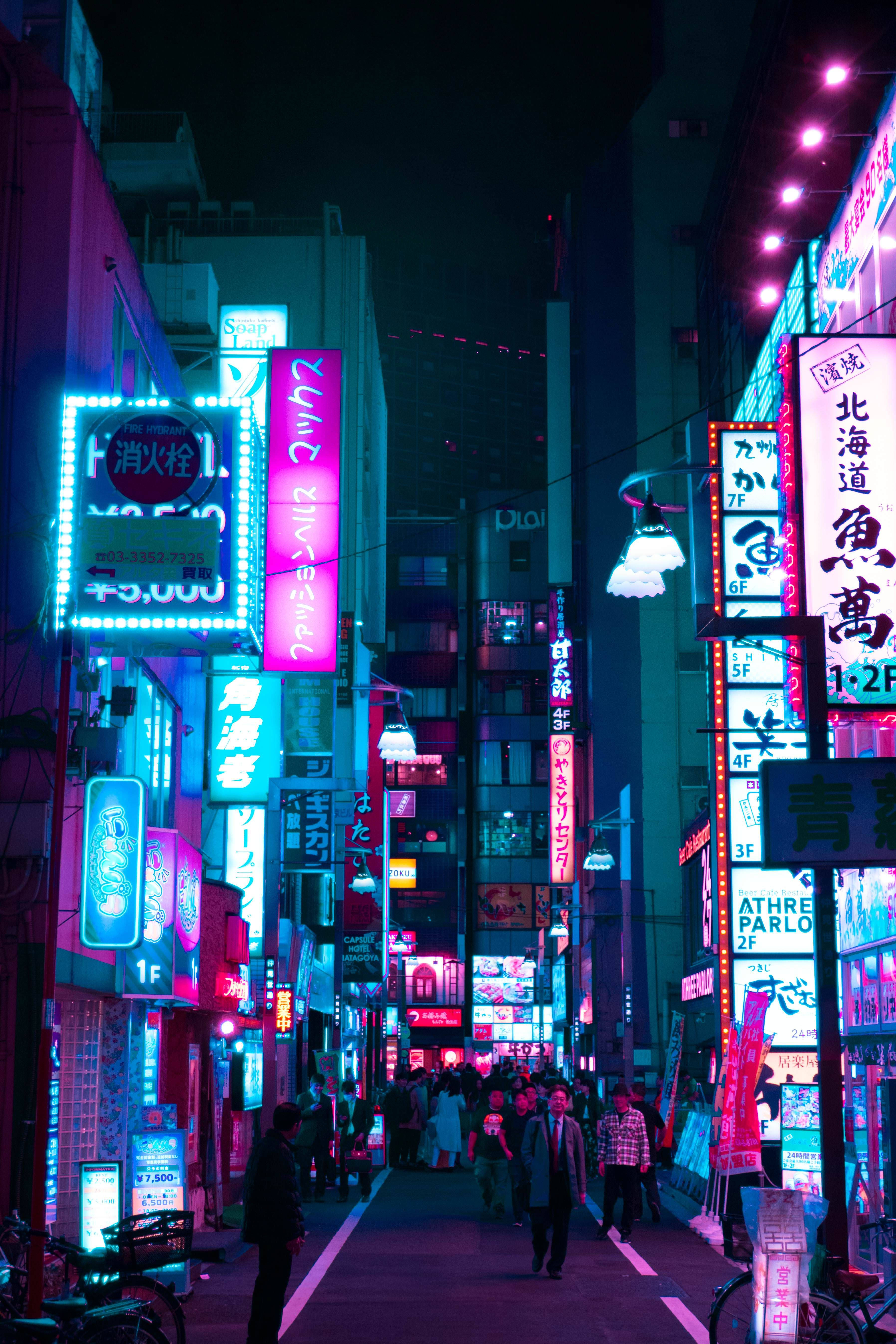 Oraș estetic neon Tokyo Fundal