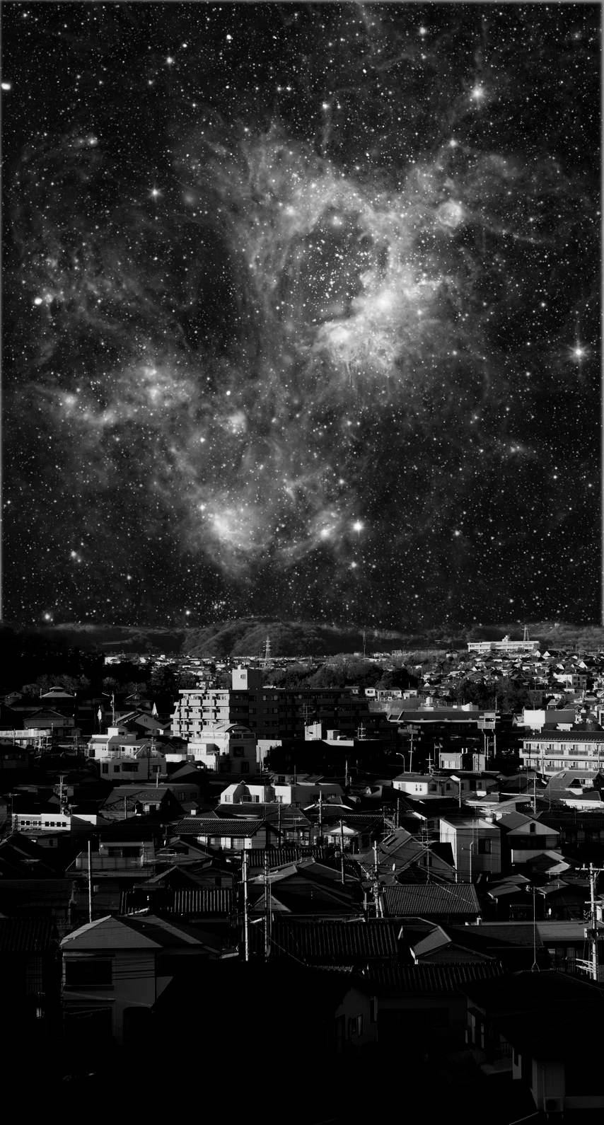 Oraș întunecat cu stele, iPhone vintage Fundal