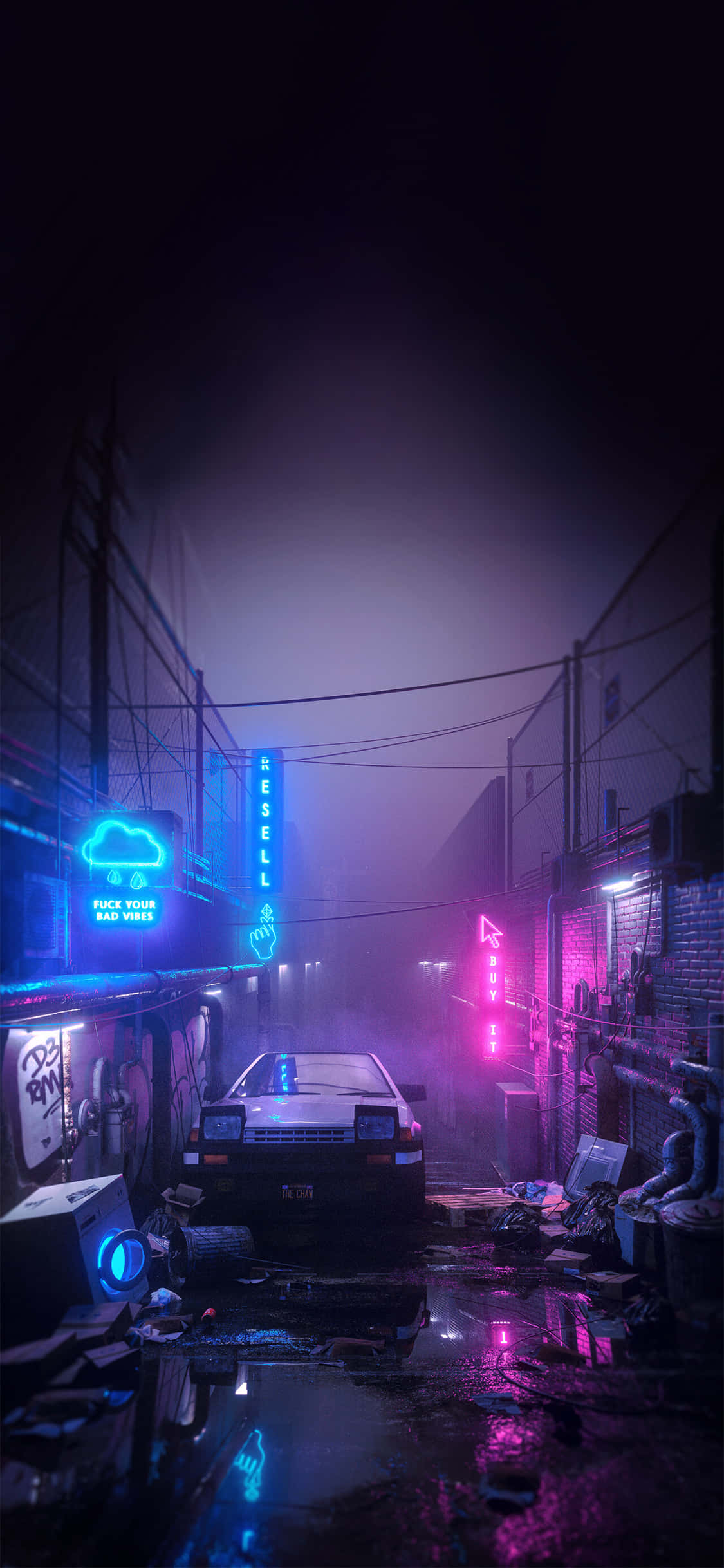 Oraș Futurist Nocturn - Peisaj Cyberpunk Urban Fundal