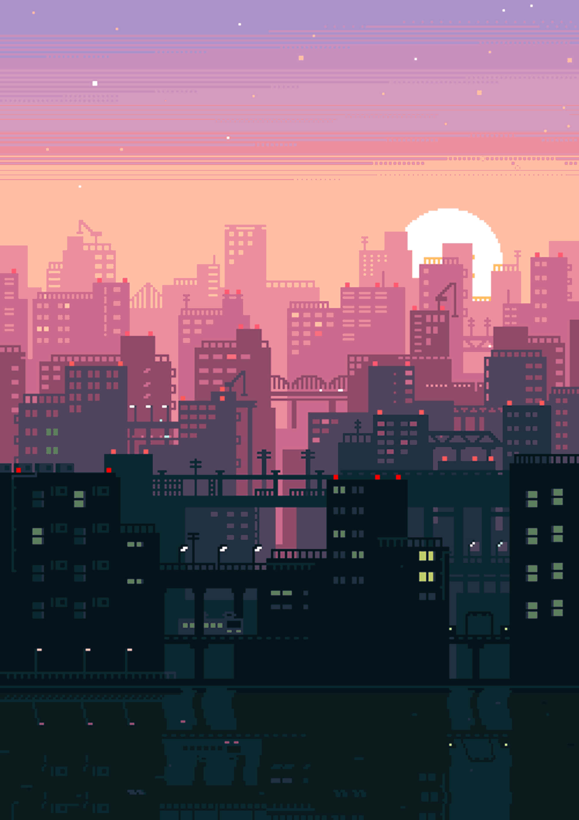 Oraș Pixel Art Lo Fi Fundal