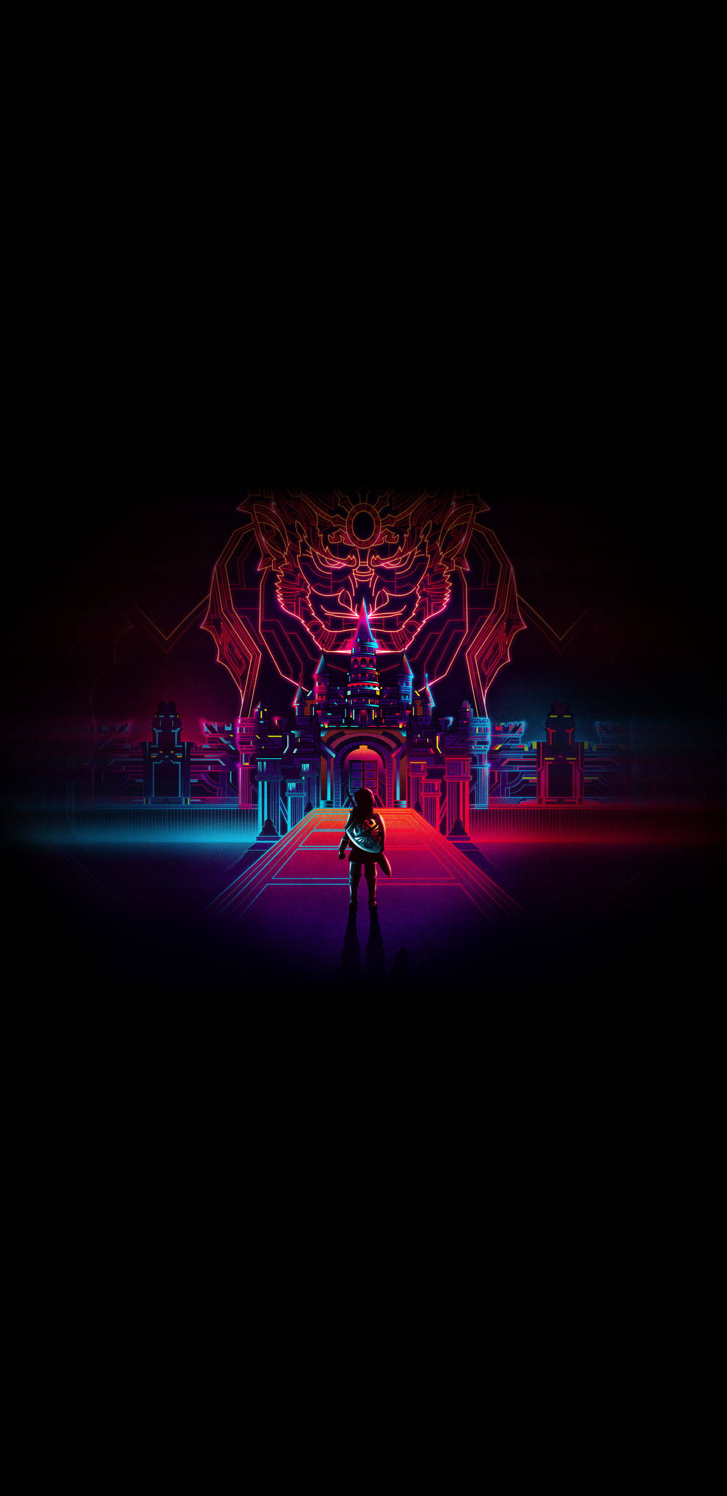 Oraș roșu pe fundal AMOLED negru Fundal
