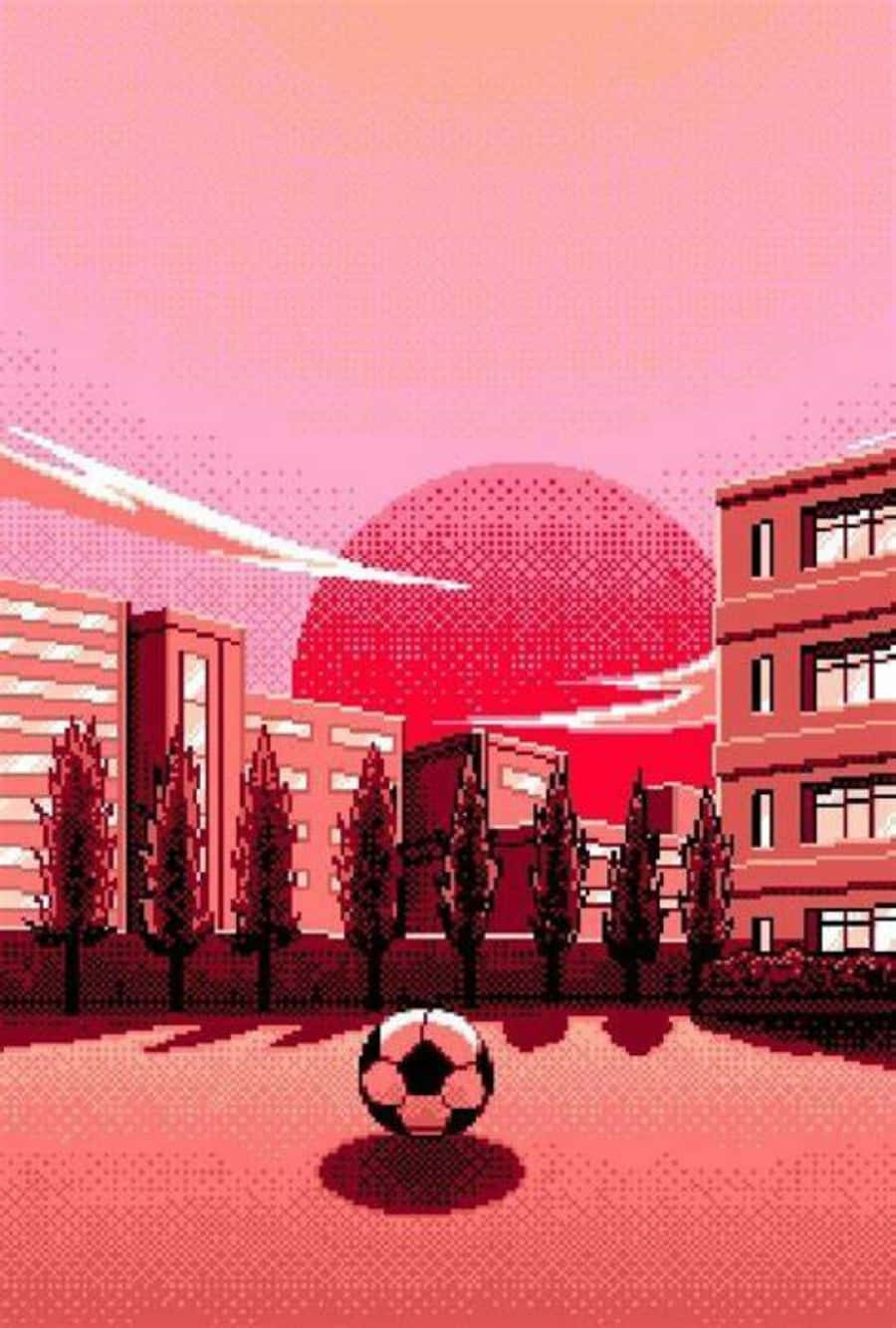 Oraș roz cu tematică fotbalistică Fundal
