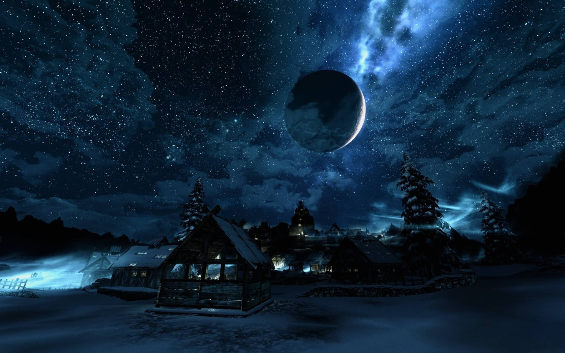 Oraș sub Luna Galaxiei Fundal