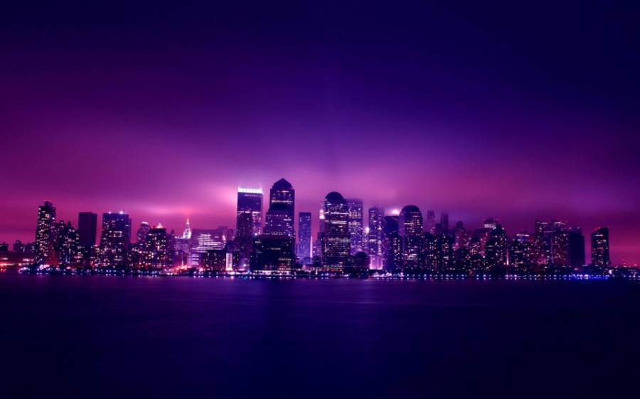 Oraș violet estetic Mac Fundal