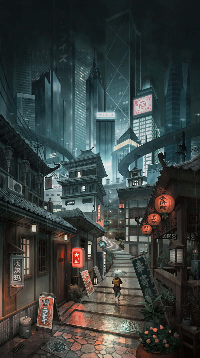 Orașul Nocturn din Tokyo Anime Fundal