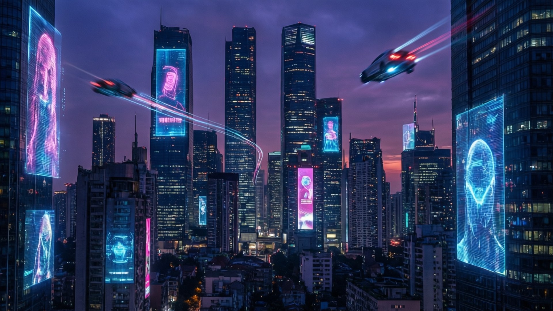 Orizont Cyberpunk la Amurg Fundal