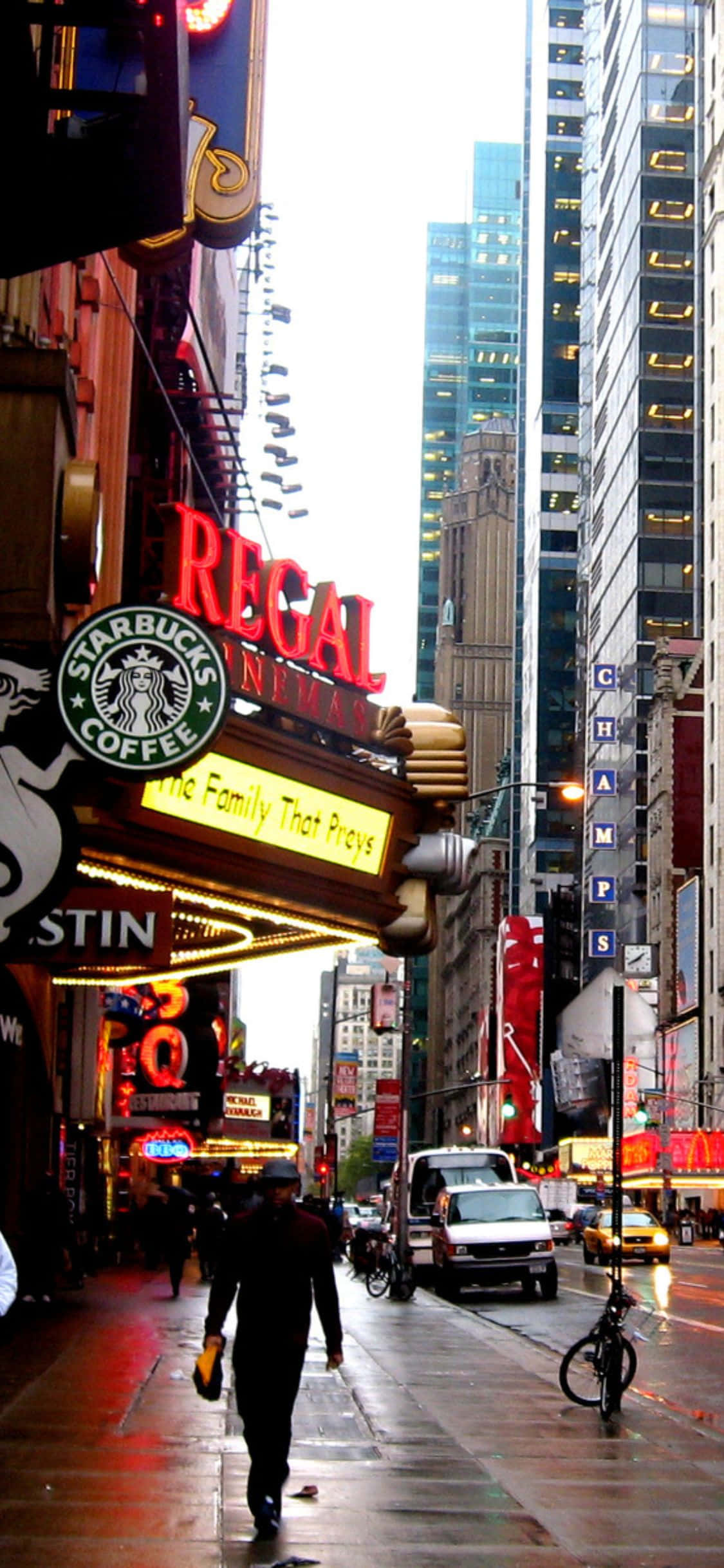 Silueta New York se reflectă în iPhone X Fundal