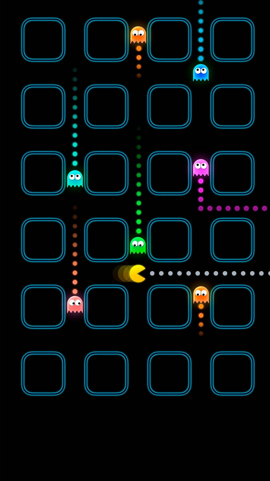 Pacman mâncând fantome în jocul pe iPhone Fundal