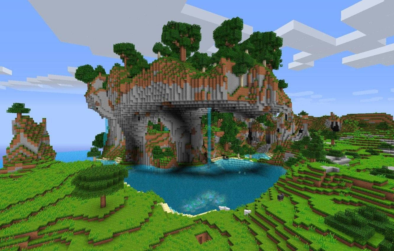 Pădure Înălțată Frumoasă în Minecraft Fundal