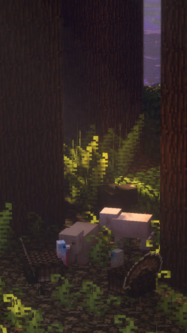 Pădure Întunecată Ascunsă în Minecraft Estetic Fundal