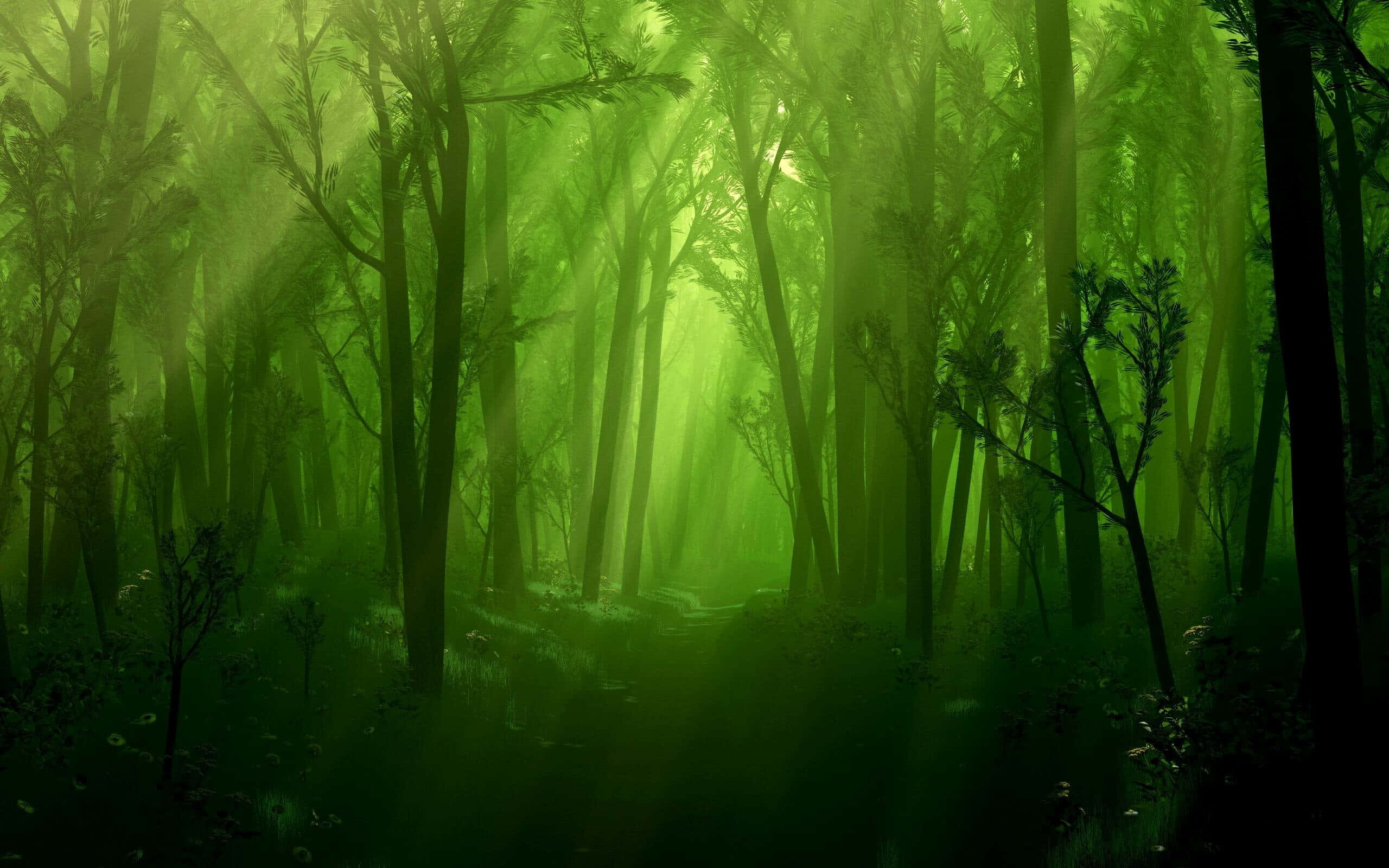 Pădure magică verde neon Fundal