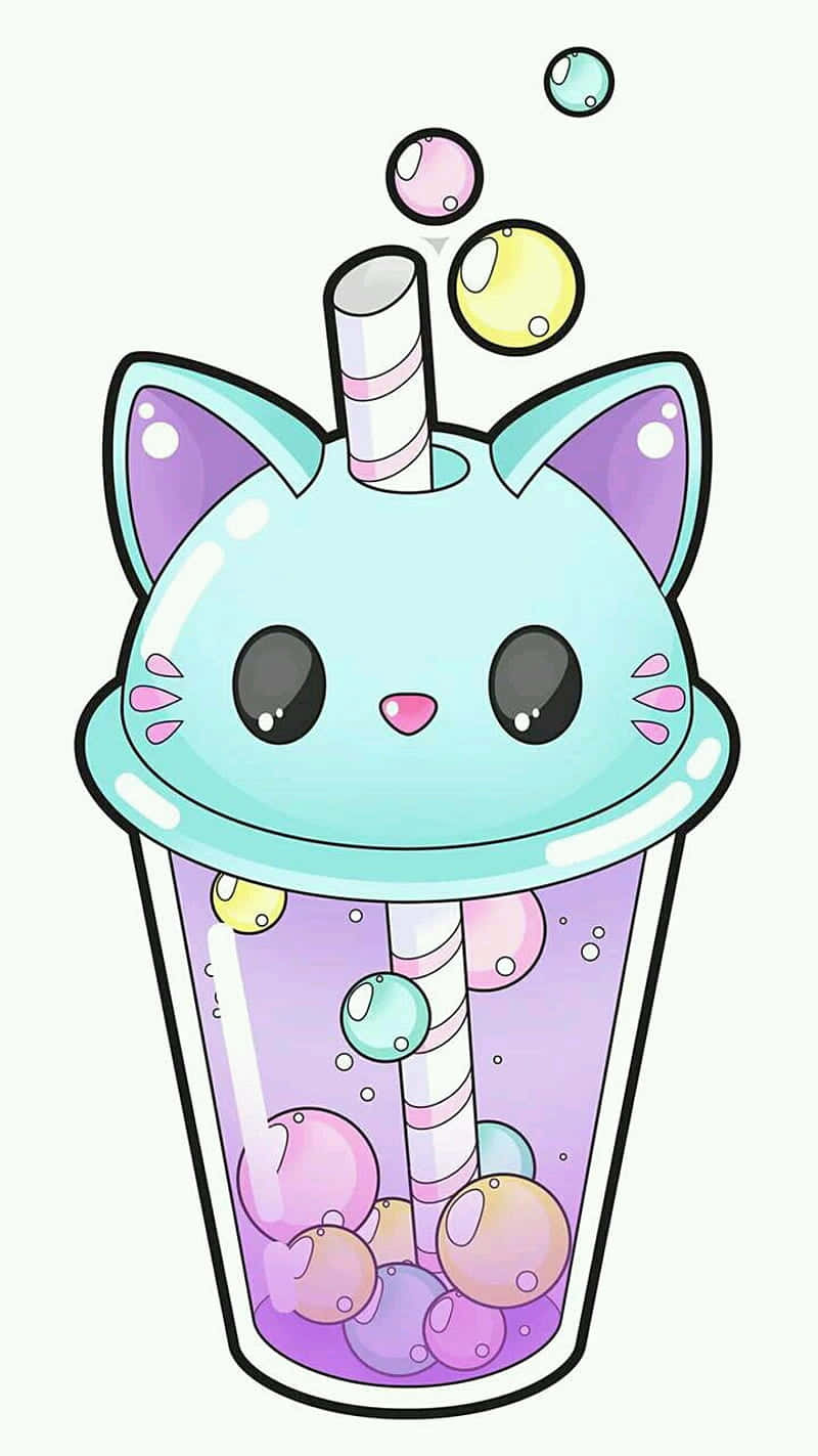 Pahar drăguț Kawaii cu pisică Fundal