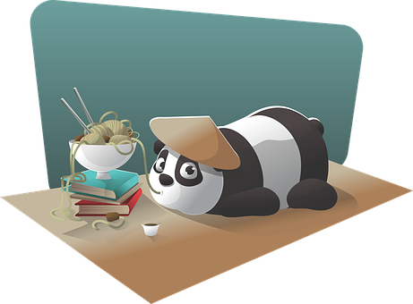 Panda care învață cu tăiței Fundal