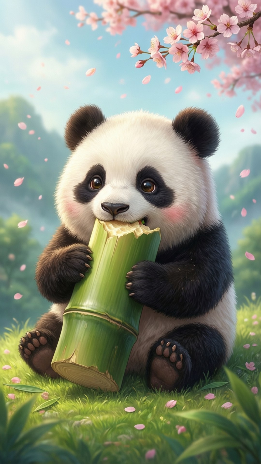 Panda care mănâncă bambus Fundal