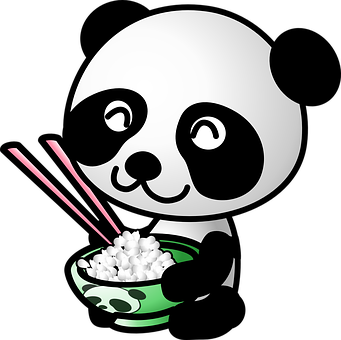 Panda desenat animat mâncând orez Fundal