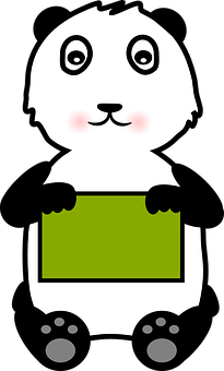 Panda desenat care ține un semn Fundal