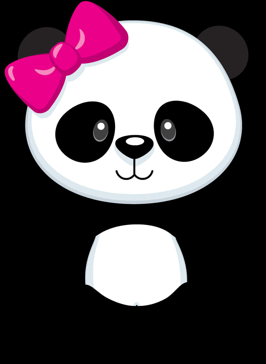 Panda drăguț de desen animat cu fundă roz Fundal