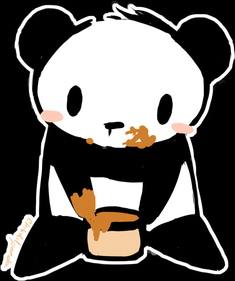 Panda drăguț de desen animat mâncând Fundal