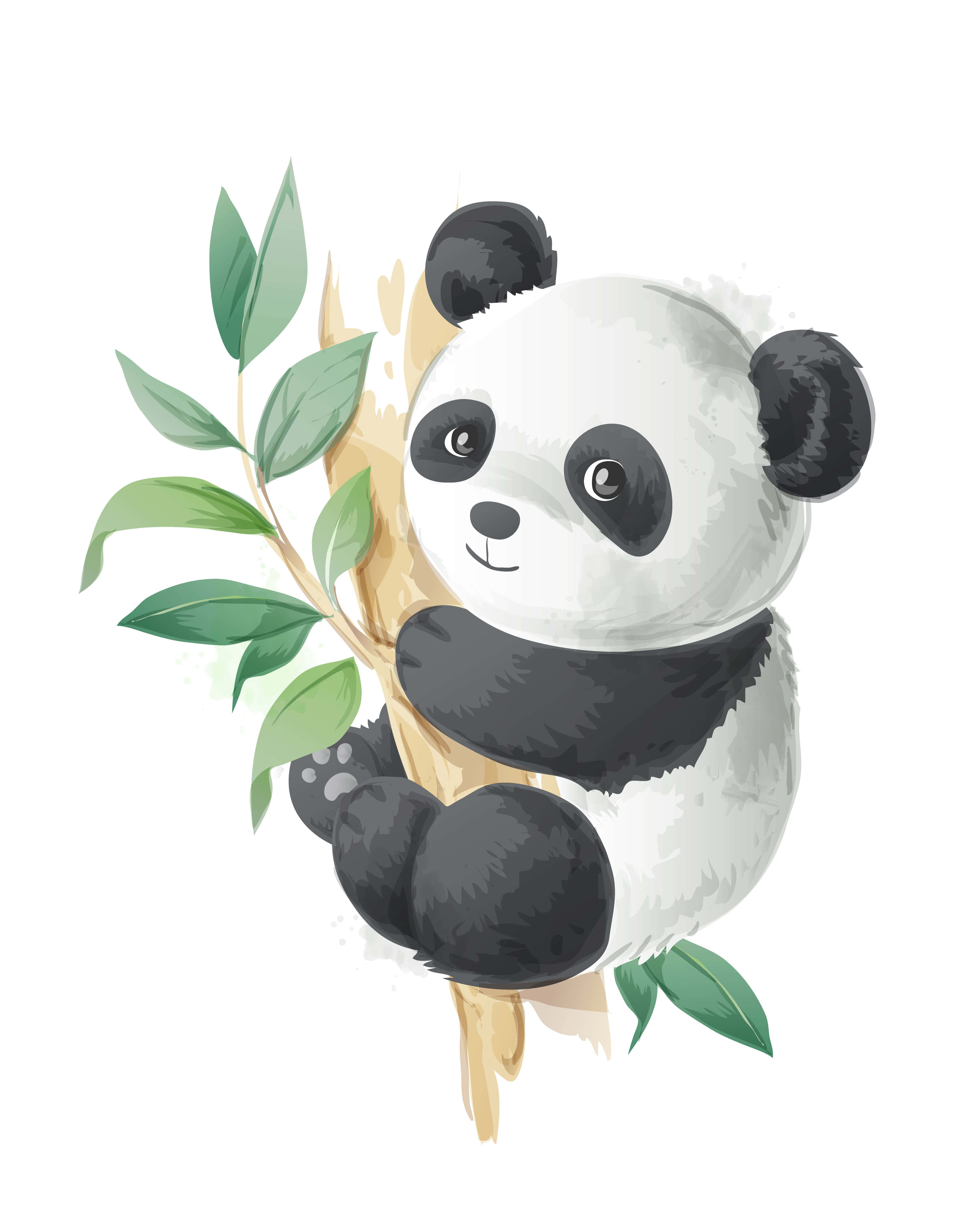 Panda drăguț de desen animat pe o creangă Fundal