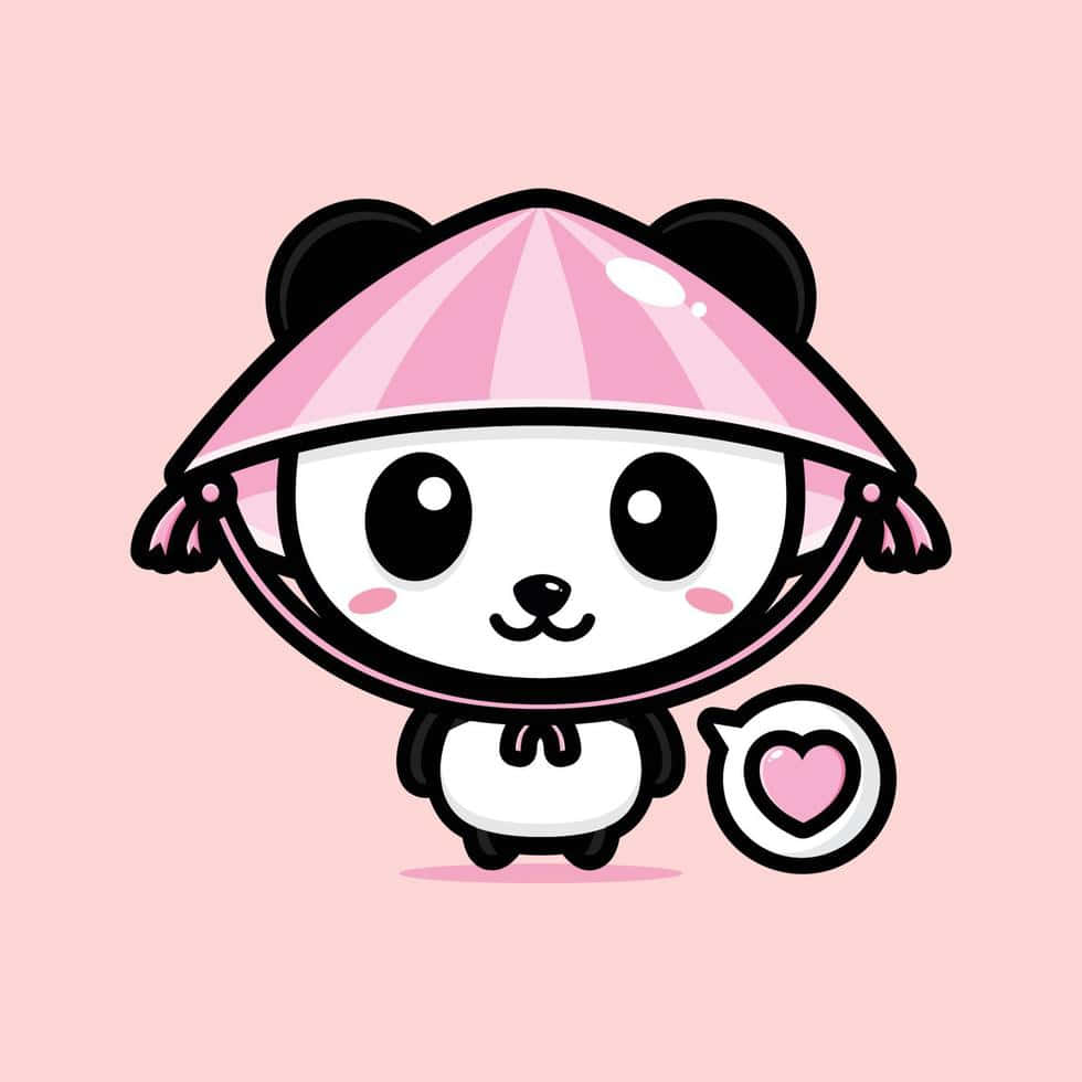 Panda drăguță cu pălărie de fermier Fundal