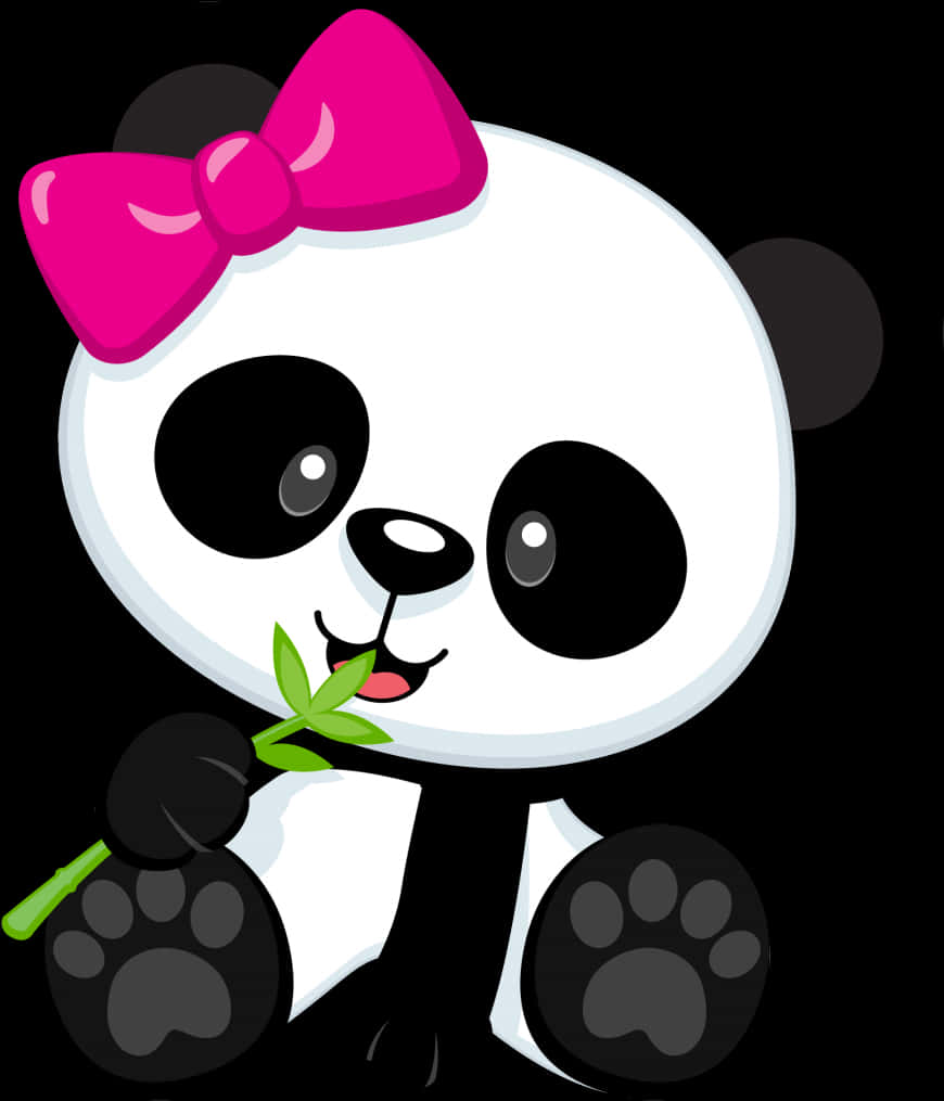 Pandă drăguță de desen animat cu fundă Fundal