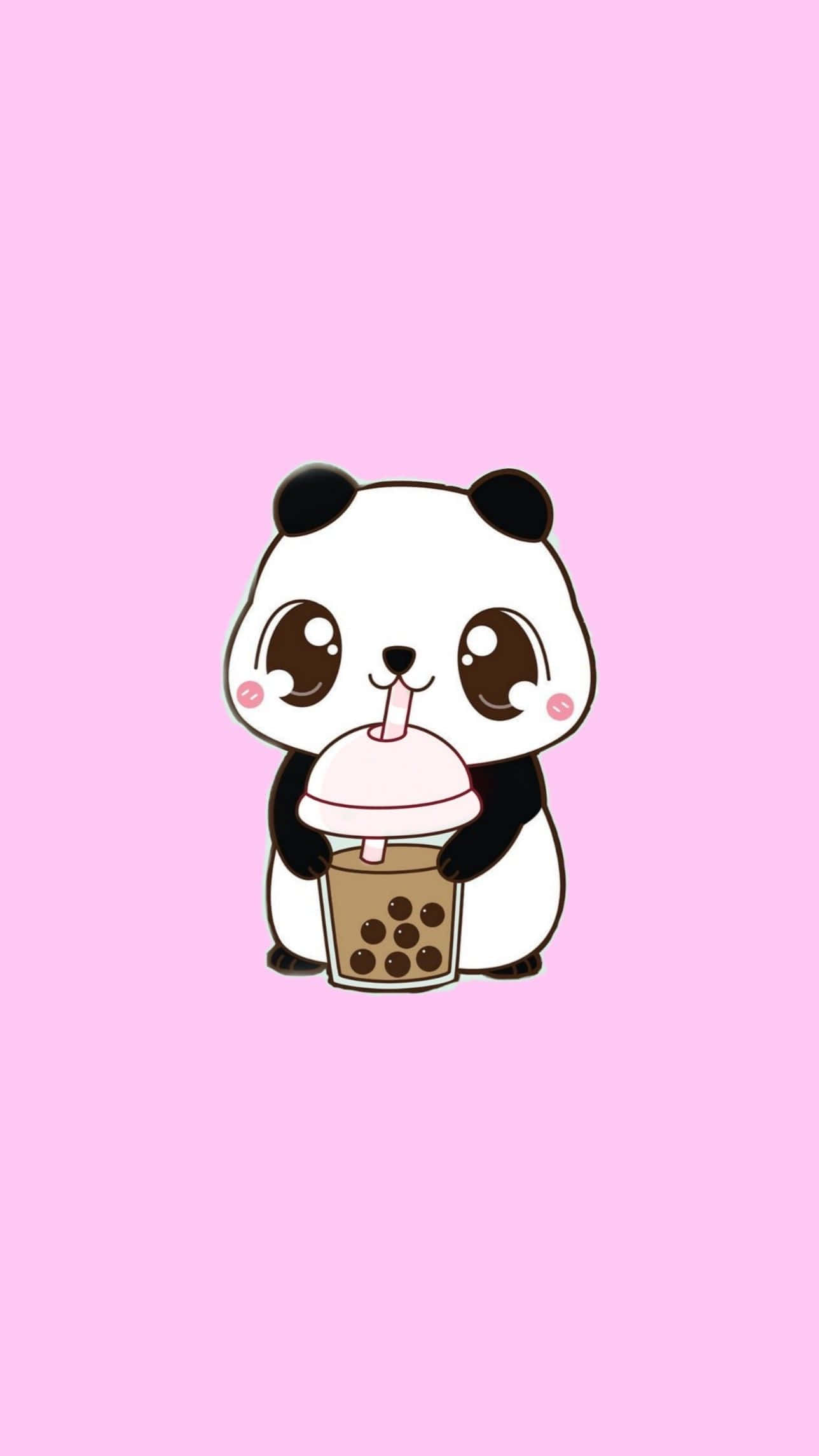 Panda Femeiască cu Ceșcuță de Cafea Fundal