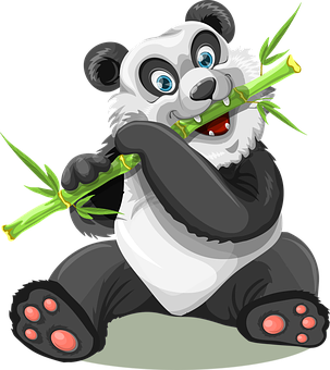 Panda fericit care mănâncă bambus Fundal