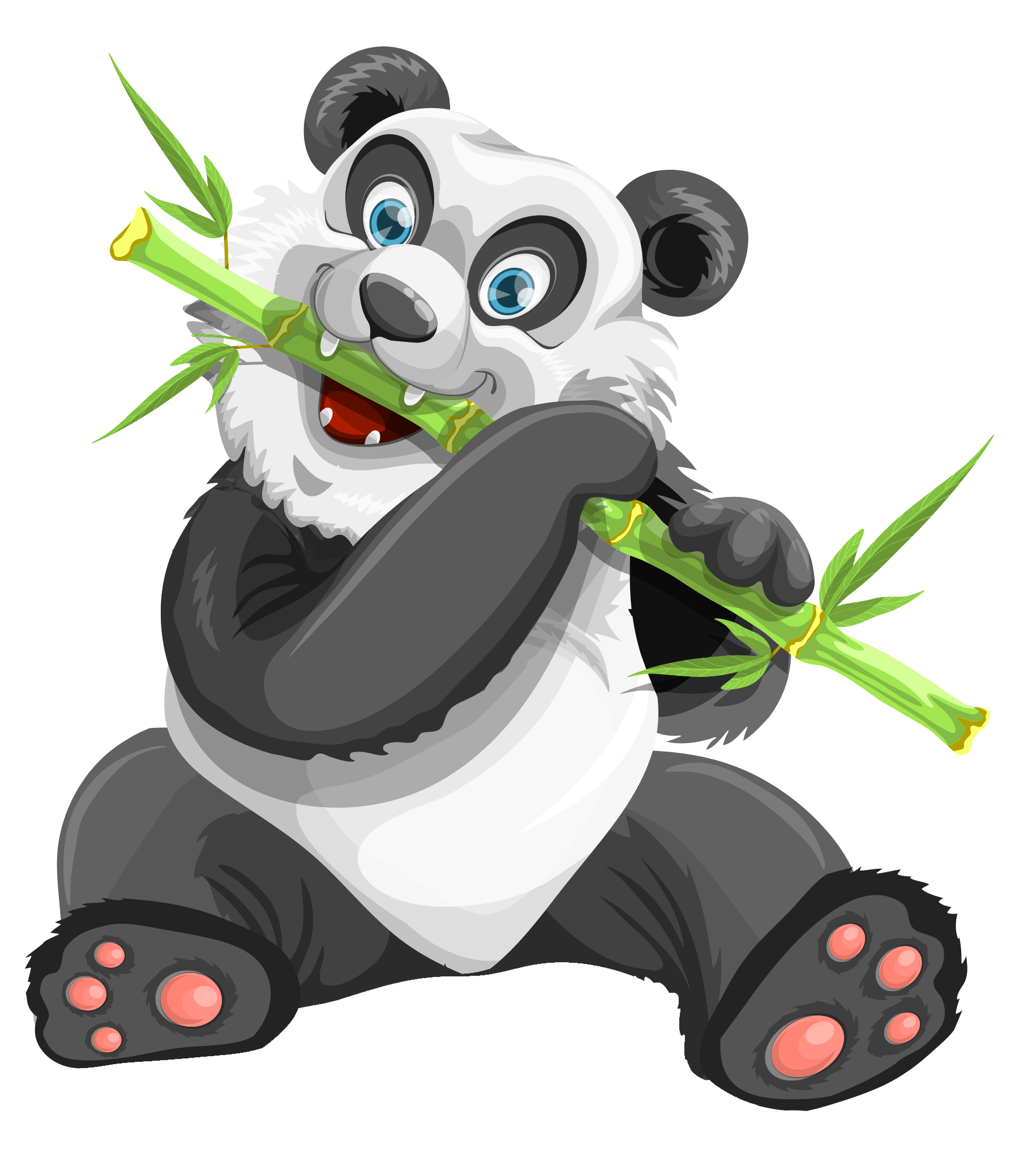 Panda fericit care mănâncă bambus Fundal